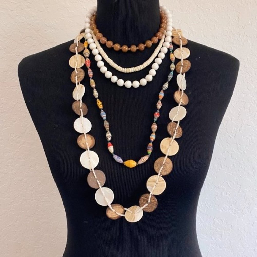 Vintage 1960's Seashell Puka Shell Necklace Judith Mccann Pearl Beaded  Lot